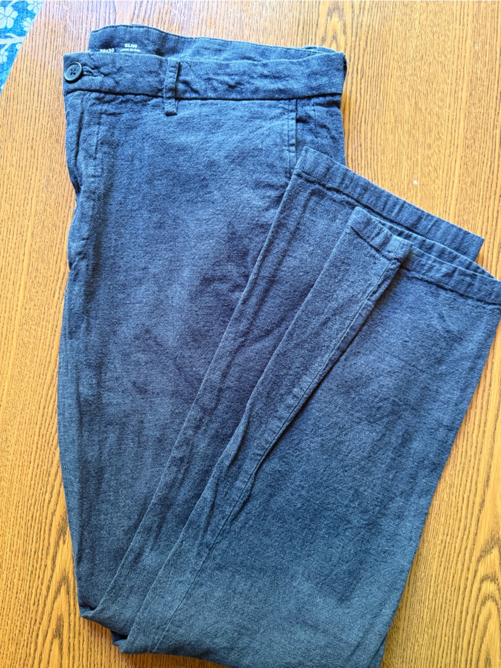 Men's Navy Linen-Blend Pants